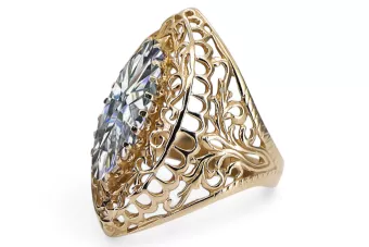 Anneau Artisanat vintage Zircon Or jaune 14 carats vrc090y